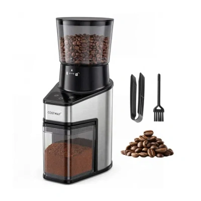 Costway Conical Burr Coffee Grinder With 60 Precise Grinding Settings And Digital Display-silver In Multi