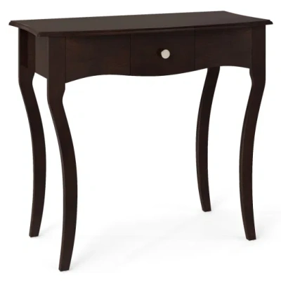 Costway Console Table With Drawer And Solid Wood Frame-espresso In Brown