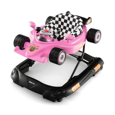 Costway Convertible Baby Walker With 3 Adjustable Height Settings-pink In Multi