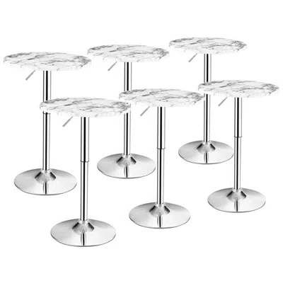 Costway Counter Height 24'' Iron Pedestal Dining Table In White Marbke