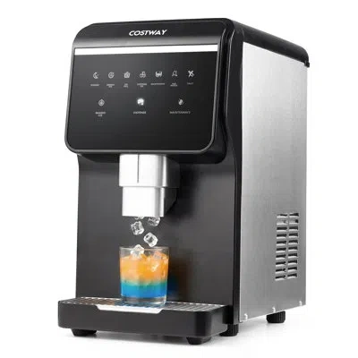 Costway Countertop Ice Machine With Self Dispensing, 80 Lbs Per Day, 7.5 Lbs Ice Storage In Black