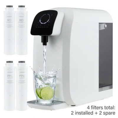 Costway Countertop Reverse Osmosis Water Filtration System With Replacement Filter Bundle In White
