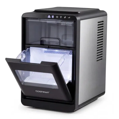 Costway Crescent Ice Maker Countertop 26 Lbs/24h Ice Machine With 16 Crescent Cubes-black
