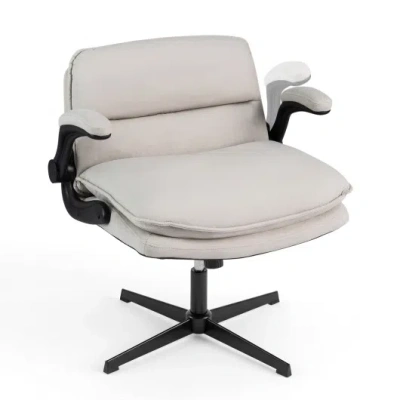 Costway Criss Cross Chair With Flip-up Arms Ergonomic Office Desk Chair With Adjustable Height Wide Backrest In Gray