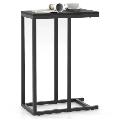 Costway C-shaped End Table Slide Under Couch Tv Tray For Coffee Laptop Tablet In Multi