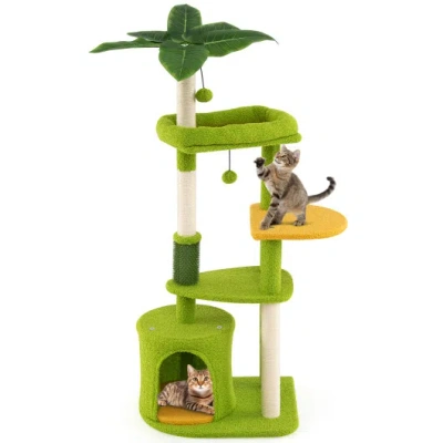 Costway Cute Cat Tree For Adult Cats Multi-level Kitty Tower-green