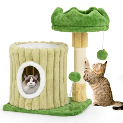 Costway Cute Cat Tree With Sisal Scratching Posts And Dangling Ball In Multi