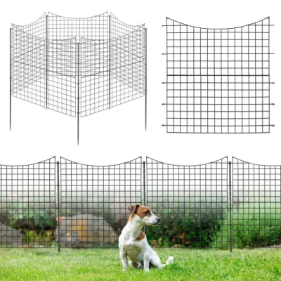 Costway Decorative Garden Fence With 5 Panels And 5 Stakes-black