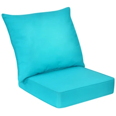 Costway Deep Seat Chair Cushion Pads Set With Rope Belts For Indoor And Outdoor-turquoise In Blue