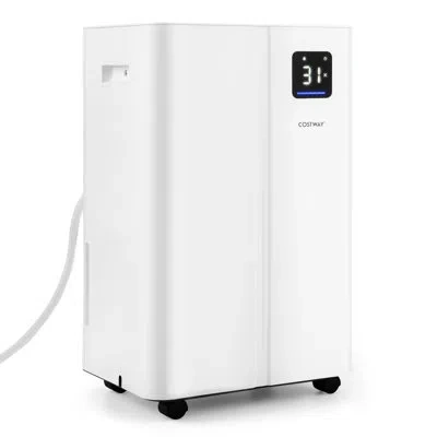 Costway Dehumidifier For Basement 54 Pints Dehumidifier With 4l Water Tank 4500 Sq.ft In White