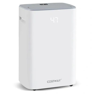 Costway Dehumidifier With Auto Drain Or Manual Drainage For Home Basement-white