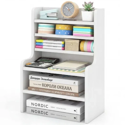 Costway Desktop Organizer 6-tier Mini Storage Rack With 2 Removable Shelves-white