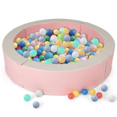 Costway Detachable Foam Ball Pit With 50 Colorful Ocean Balls-pink
