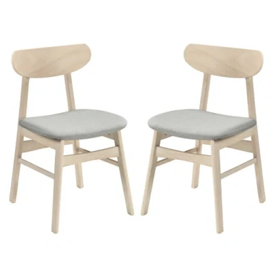 Costway Dining Chair Set Of 2 Fabric Upholstered Kitchen Armless Chairs-natural In Multi