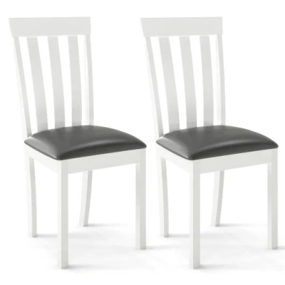 Costway Dining Chair Set Of 2 Upholstered Wooden Kitchen Chairs With Padded Seat And Rubber Wood Frame-white In Multi