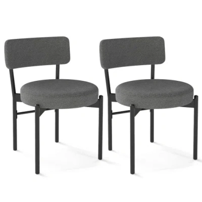 Costway Dining Chair Set Of 2 With Curved Backrest And Padded Seat-gray In Green