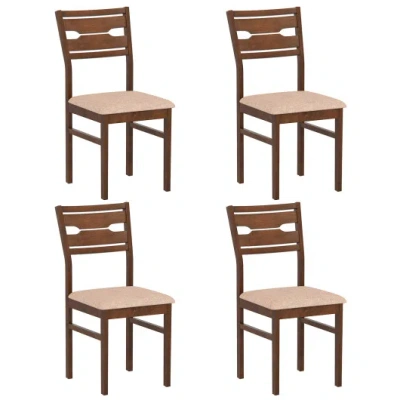 Costway Dining Chair Set Of 2/4 With Rubber Wood Frame And Padded Seat-4 In Multi