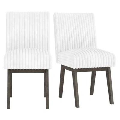 Costway Dining Chairs Set Of 2 Fabric Upholstered Kitchen Chairs With Padded Seatand Rubber Wood Legs-gray & In White