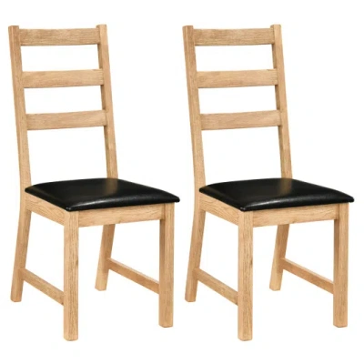 Costway Dining Chairs Set Of 2 Farmhouse Dining Room Chairs With Hollowed Backrest-natural In Brown