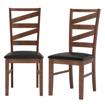 Costway Dining Chairs Set Of 2 Kitchen Side Chairs With Rubber Wood Legs-walnut In Multi