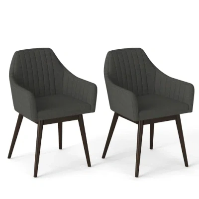 Costway Dining Chairs Set Of 2 Upholstered Accent Chairs With Comfy Padded Backrest And Seat-black In Gray