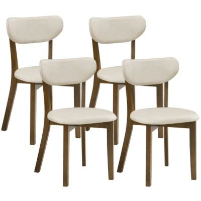 Costway Dining Chairs Set Of 4 With Solid Rubber Wood Frame-white