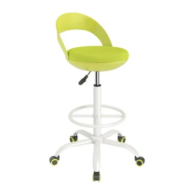 Costway Drafting Stool Rolling Tall Desk Chair With Wheels-green In White