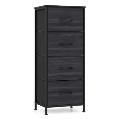 Costway Dresser Nightstand With 4 Roomy Fabric Drawers And Metal Frame-charcoal Black