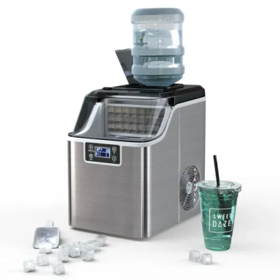 Costway Electric Countertop Ice Maker With Ice Scoop And Basket-sliver In Gray