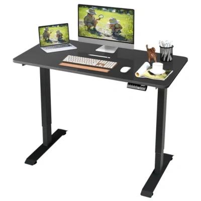 Costway Electric Height Adjustable Standing Desk With Memory Controller-black