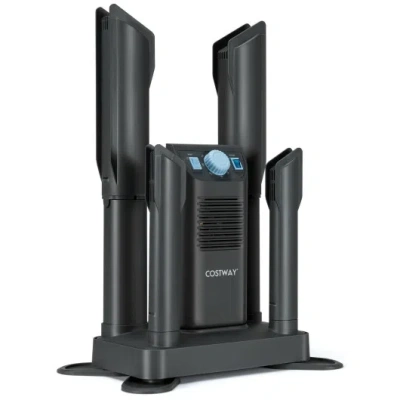 Costway Electric Shoe Boot Dryer 4 Shoes With 180 Mins Timer Ozone Disinfection-gray In Black