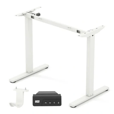 Costway Electric Standing Desk Frame Height Adjustable Computer Desk Base With Led Display-white