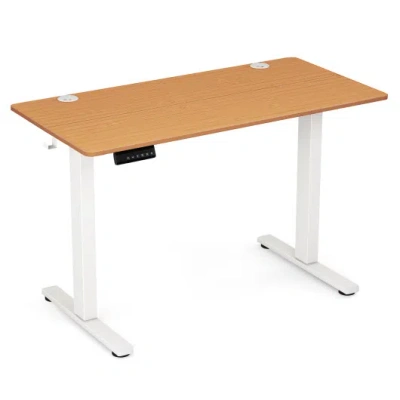 Costway Electric Standing Desk With 3 Memory Height Settings And 2 Hanging Hooks & Cable Management-natural In Multi