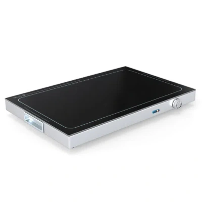 Costway Electric Warming Tray With Adjustable Temperature And Built-in Handles Tempered Glass In Black