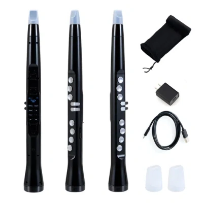 Costway Electronic Wind Instrument Synthesizer Rechargeable Digital Saxophone-black