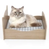 Costway Elevated Pet Bed Frame With Rails And Cute Headboards-walnut In Multi