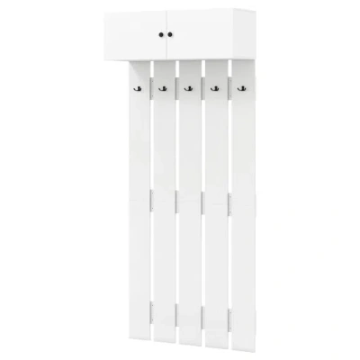 Costway Entryway Wall Coat Rack Wall Mounted Coat Clothes Rack-white In Gray