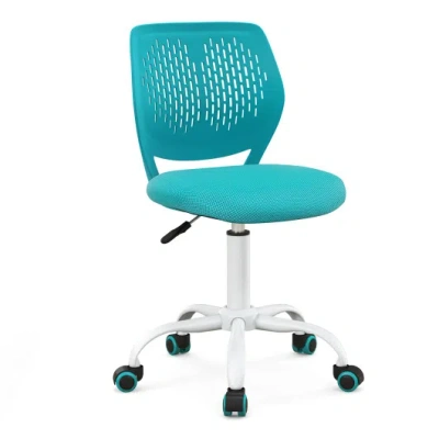 Costway Ergonomic Children Study Chair With Adjustable Height-turquoise In Blue