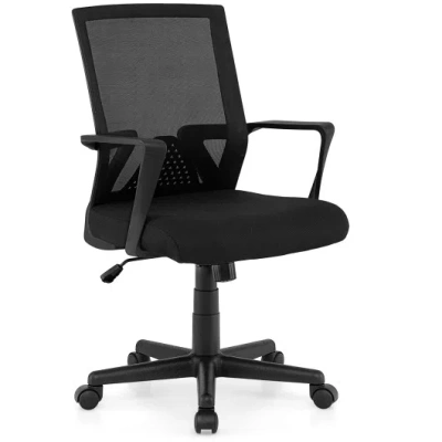 Costway Ergonomic Desk Chair With Lumbar Support And Rocking Function-black