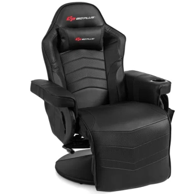 Costway Ergonomic High Back Massage Gaming Chair With Pillow-black