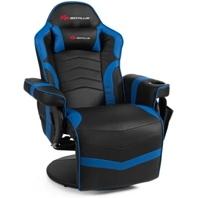 Costway Ergonomic High Back Massage Gaming Chair With Pillow-blue