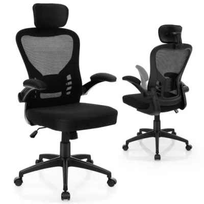 Costway Ergonomic Mesh Office Chair With Adjustable Height For Home Office-black
