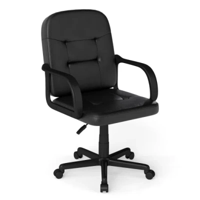 Costway Ergonomic Office Chair With 360-degree Wheels In Black