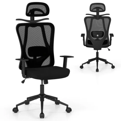 Costway Ergonomic Office Chair With 3d Headrest And Reclining Backrest-black