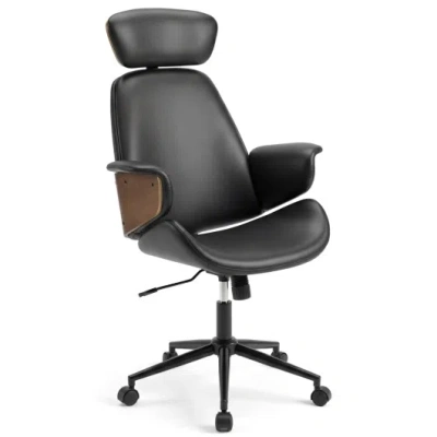 Costway Ergonomic Office Chair With Headrest, Adjustable Height For Home Office And Study-black