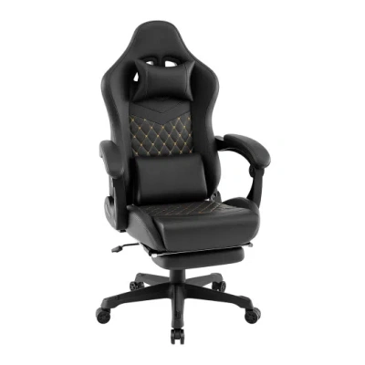 Costway Ergonomic Video Game Computer Chair With Headrest And Lumbar Pillow-black