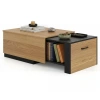 Costway Extendable Coffee Table With Concealed Storage Compartment-natural In Brown