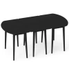 Costway Extendable Dining Table Set With 2 Half-round And 1 Rectangular Tables-black In Black