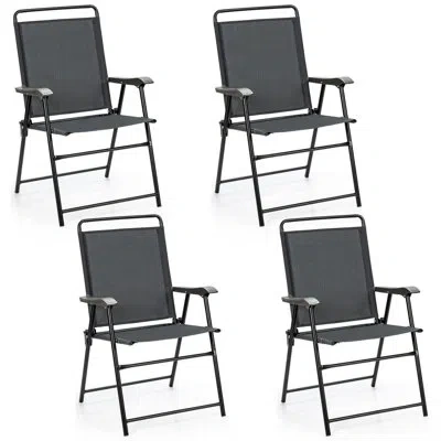 Costway Fabric Folding Chair In Gray