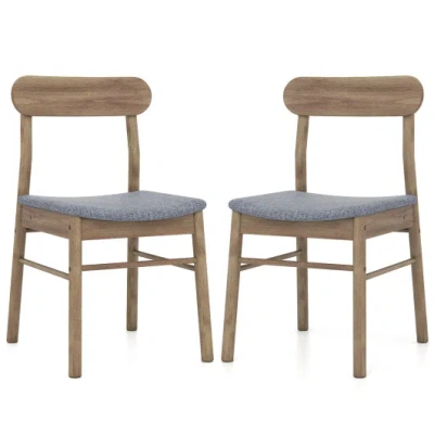 Costway Fabric Upholstered Kitchen Armless Dining Chairs With Rubber Wood Frame Set Of 2-oak In Multi